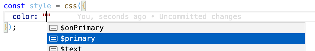 Autocompletion for Theming Tokens